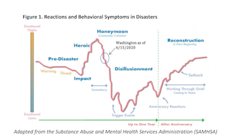 caption: Chart from the latest analysis of forecasted behavioral health Impacts from COVID-19 