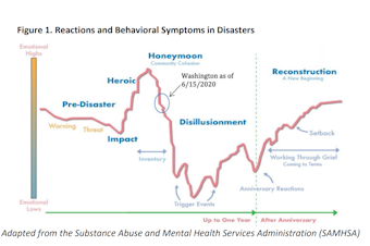 caption: Chart from the latest analysis of forecasted behavioral health Impacts from COVID-19 