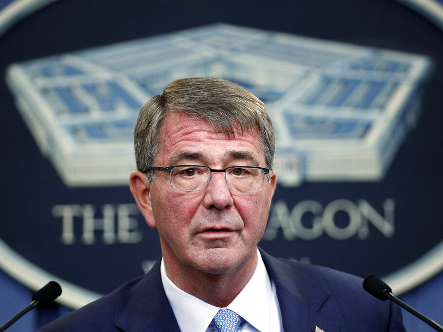 caption: Defense Secretary Ash Carter speaks during a news conference in June 2016 at the Pentagon.