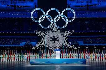 caption: The opening ceremony of the 2022 Winter Olympics stirred high hopes for the 13 Winter Olympians from the Northwest, but none of them earned a medal by the end.
