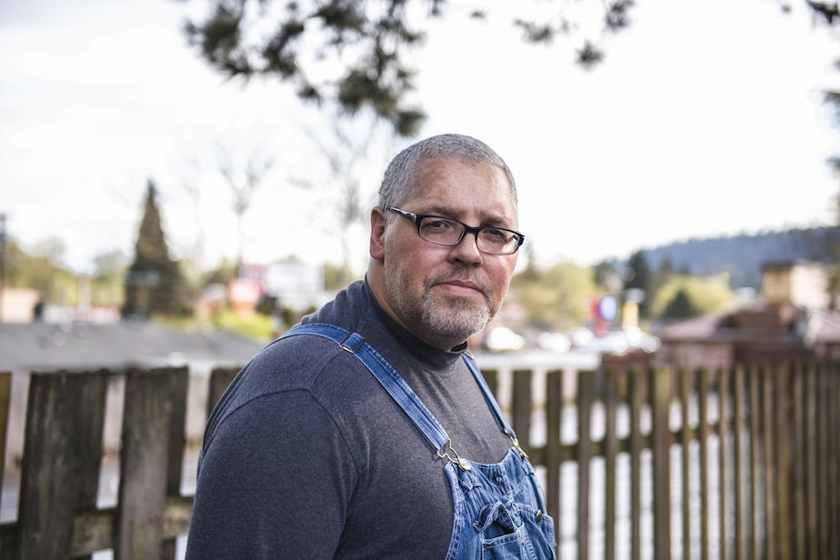 caption: Jeff Simpson at his home outside Portland, Oregon.