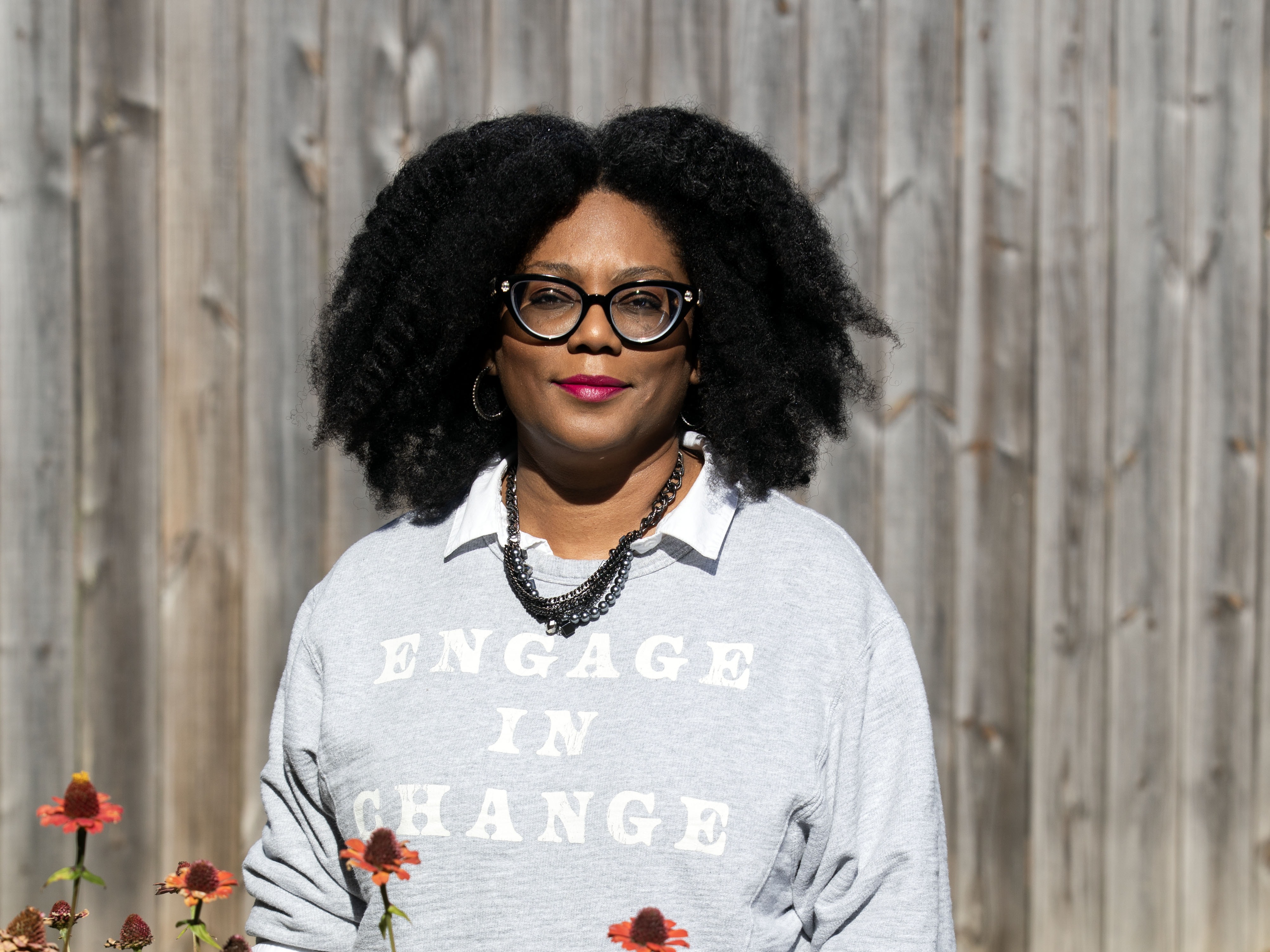 caption: Venita Doggett in her backyard garden in Memphis, Tenn., on Nov. 26. She said the day after election day was hard for me. "I got up and saw the headline that he had won, that Trump had won. And I was just despondent."