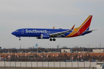 caption: Southwest Airlines says more than 16,700 of its flights were cancelled between Dec. 21-31, which will cost the company as much as $825 million.