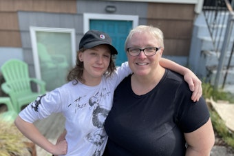 caption: Victoria Baker from Portland and sister Sheresa Dekker from Kentucky at their Seattle Airbnb