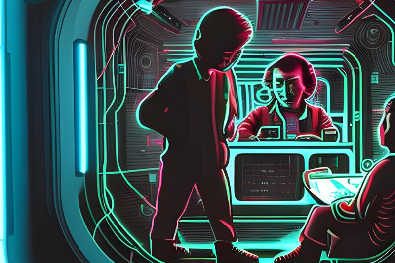 caption: This image was created by Canva's AI image generator when given the prompt, "Artificial intelligence replacing news media jobs."