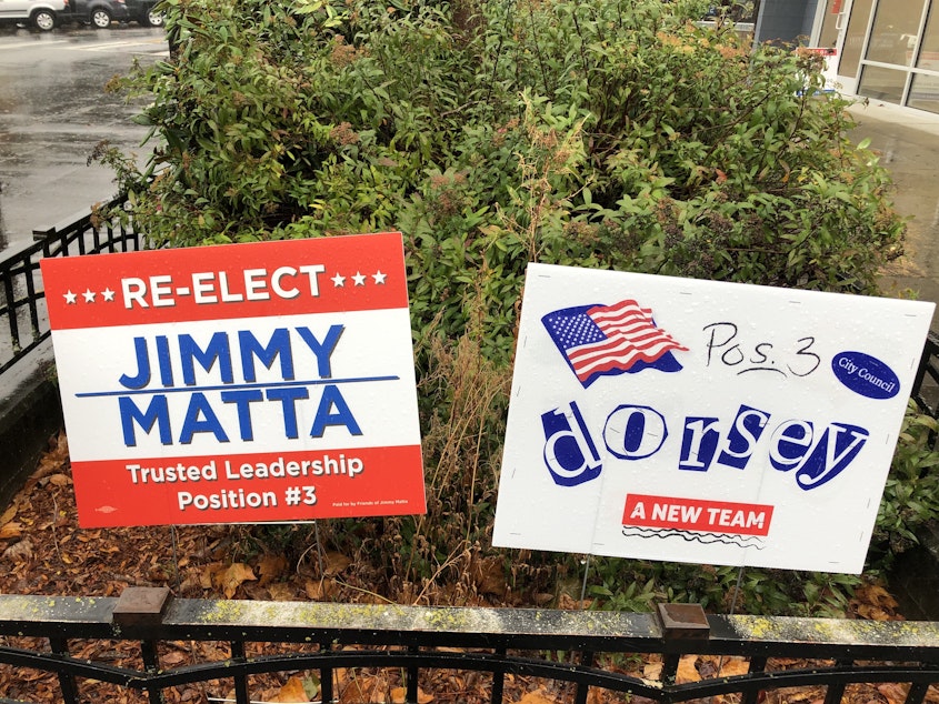 caption: Debate over a DESC housing project has dominated city council elections in Burien this fall. Incumbent Jimmy Matta supports the project while challenger Mark Dorsey opposes it. 