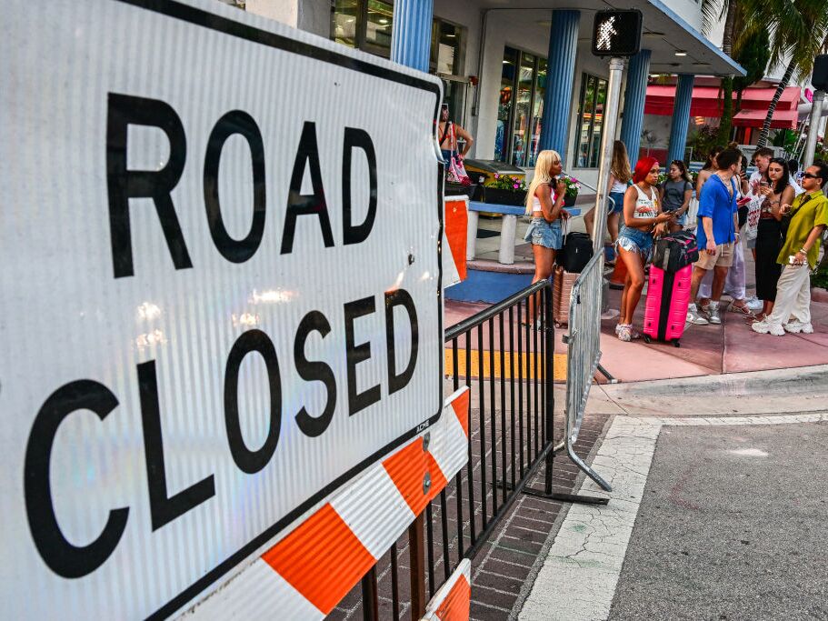 caption: The City of Miami Beach closed the streets in South Beach during Spring Break weekend last year.