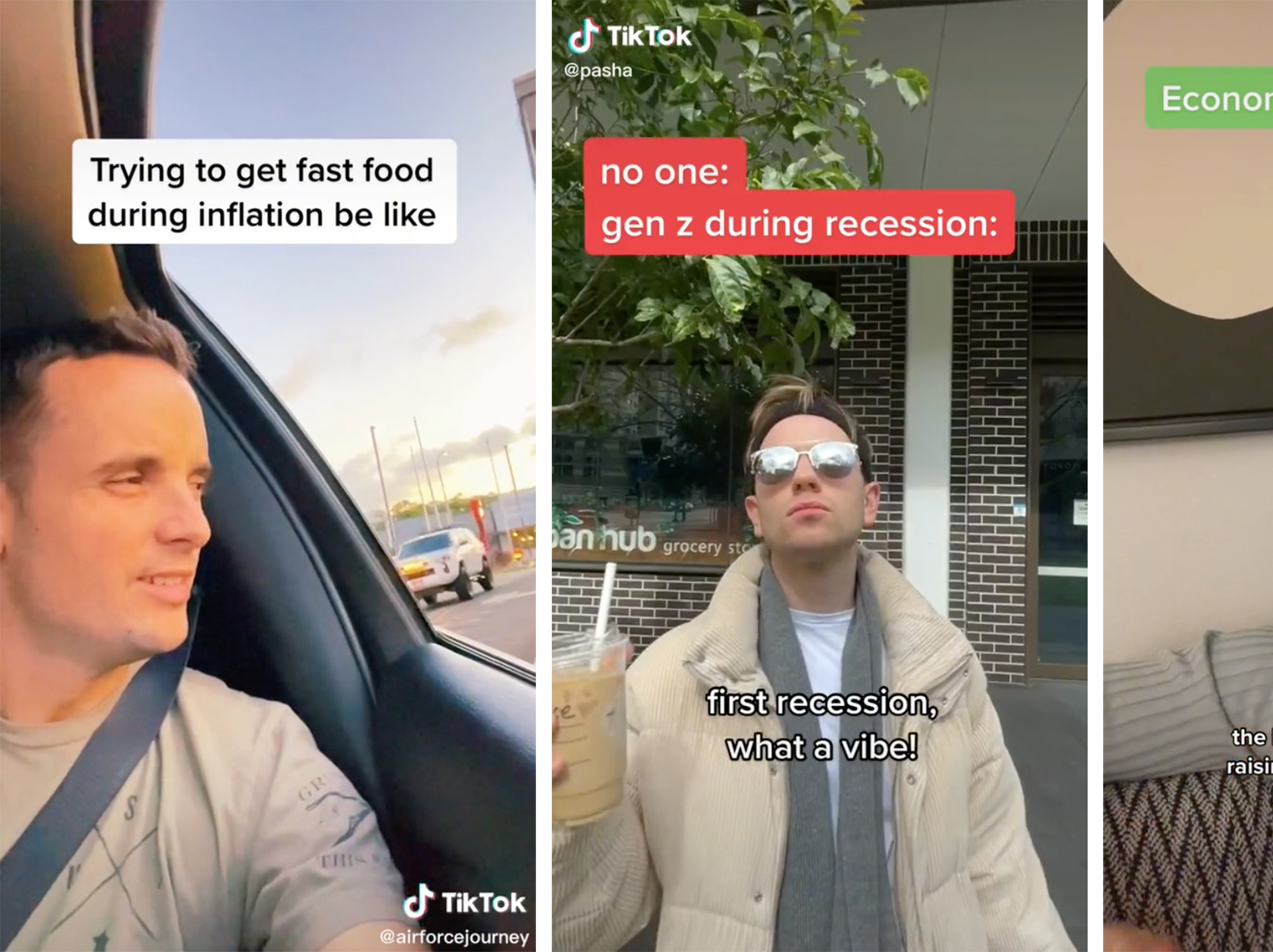 caption: TikTokers Marcus Macal, Pasha Grozdov, and Katie Webster.