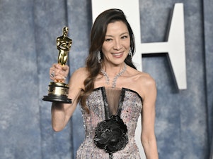 caption: Michelle Yeoh, who won the Academy Award for Best Actress on Sunday, delivered a rallying cry for Hollywood's older actresses during her acceptance speech.