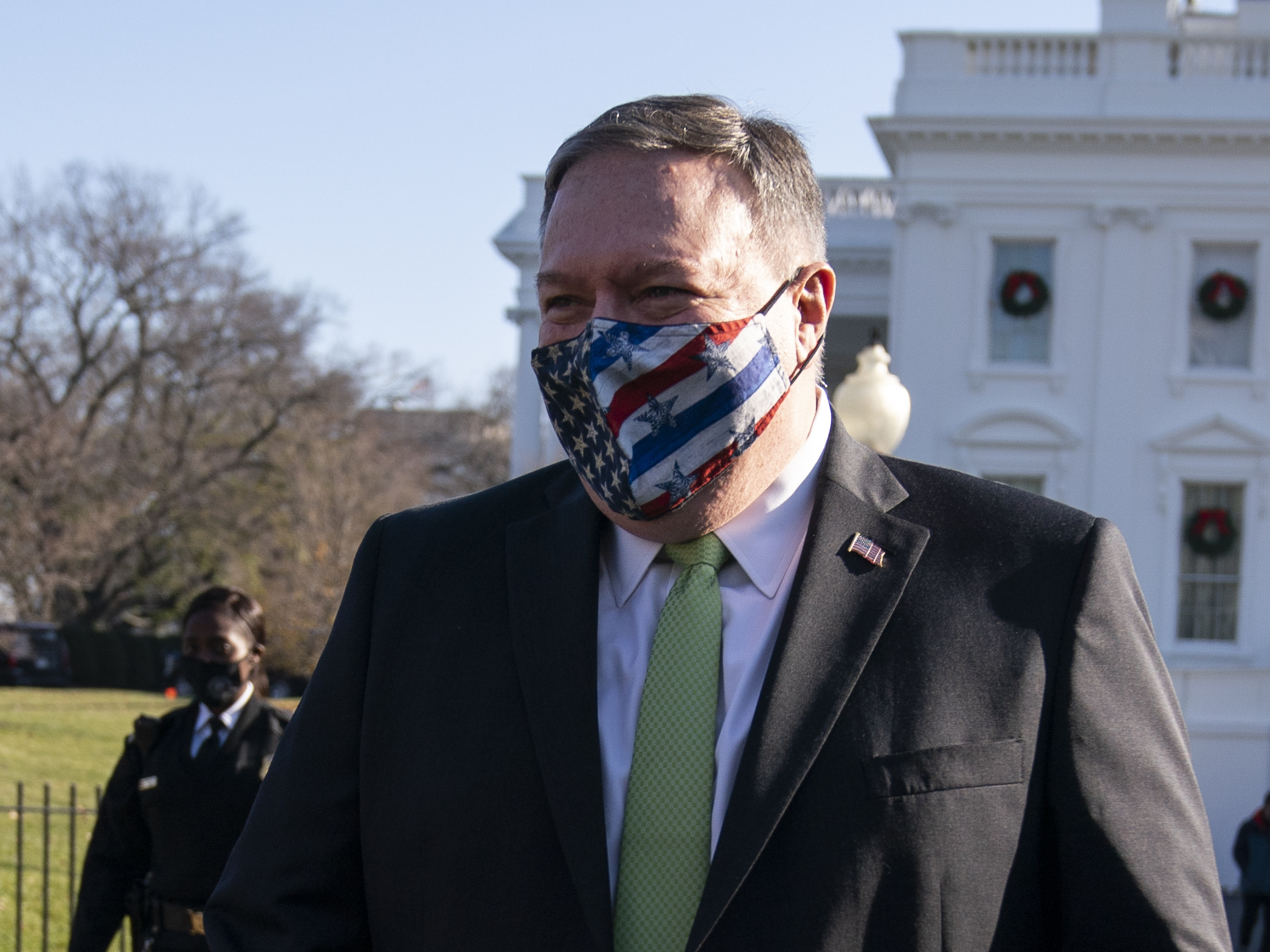 caption: Secretary of State Mike Pompeo visited the White House with family members in December 2020.
