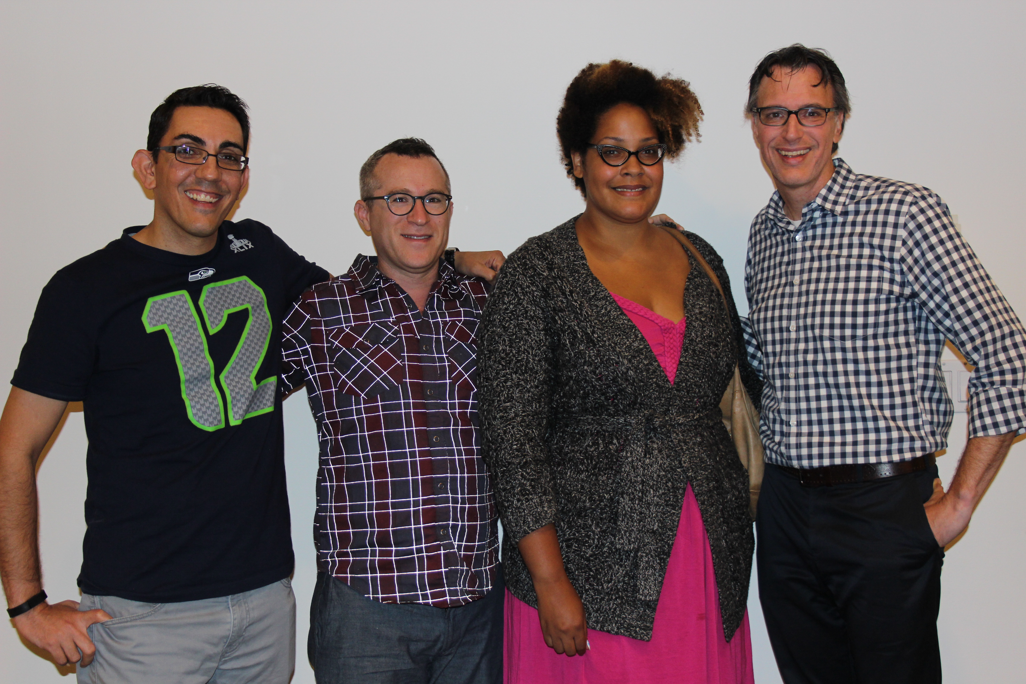 caption: From left, Zaki Hamid, Eli Sanders, Ijeoma Oluo and Bill Radke.