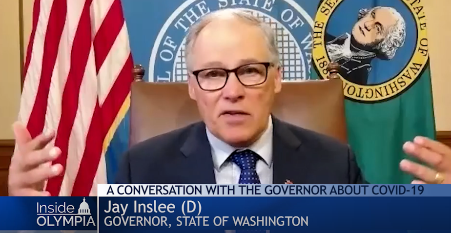 caption: In an interview Tuesday, WA Gov. Jay Inslee said Washington residents should prepare for current social distancing restrictions to continue past May 4.