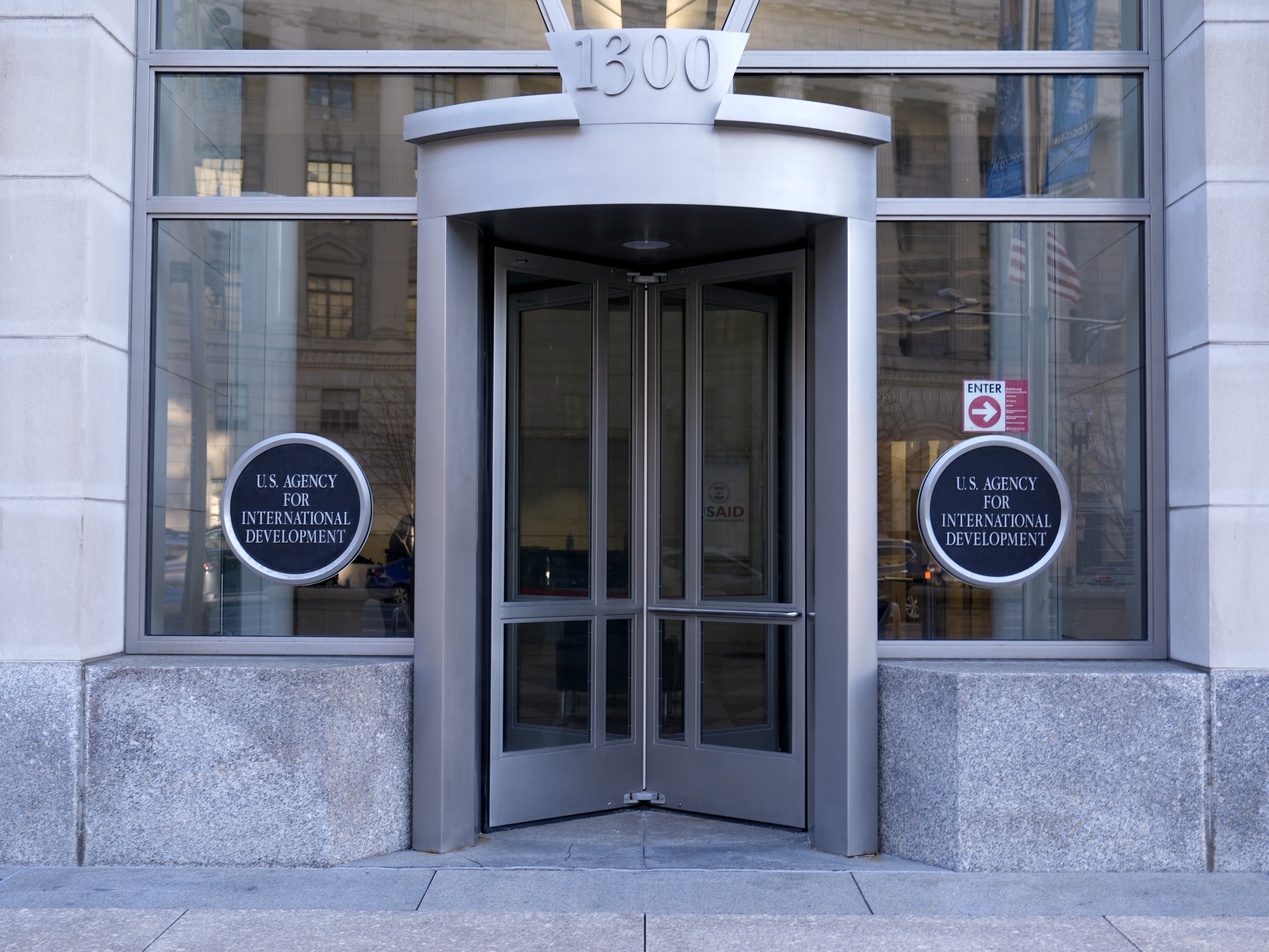 caption: The U.S. Agency for International Development, or USAID, is pictured Saturday in Washington.