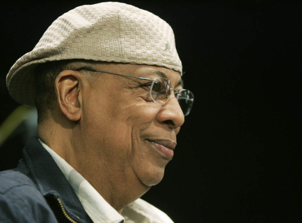 caption: Cuban musician Chucho Valdes is seen during a  presentation of a new record with Pablo Milanes called 'Mas Alla de Todo.' (Paul White/AP)