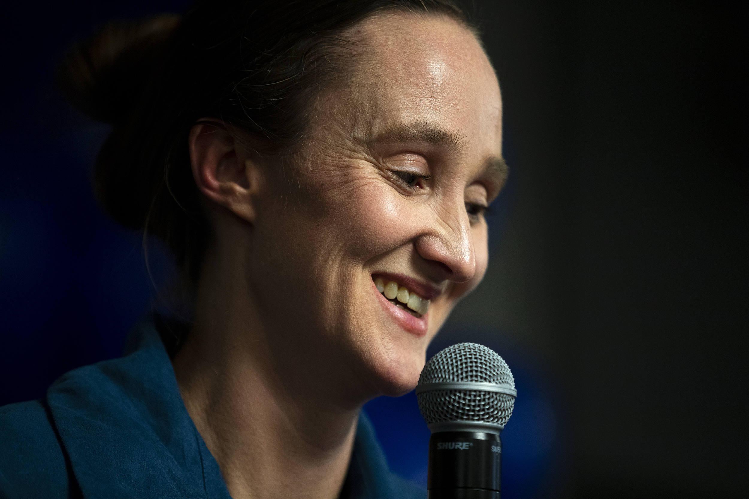caption: City of Seattle mayoral candidate Katie Wilson speaks to supporters on Tuesday, November 4, 2025, at El Centro de la Raza in Seattle. 