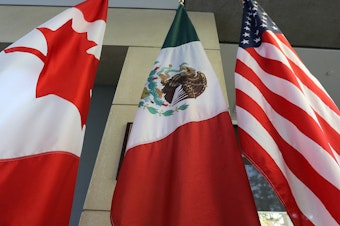 The Mexican, U.S. and the Canadian flags.