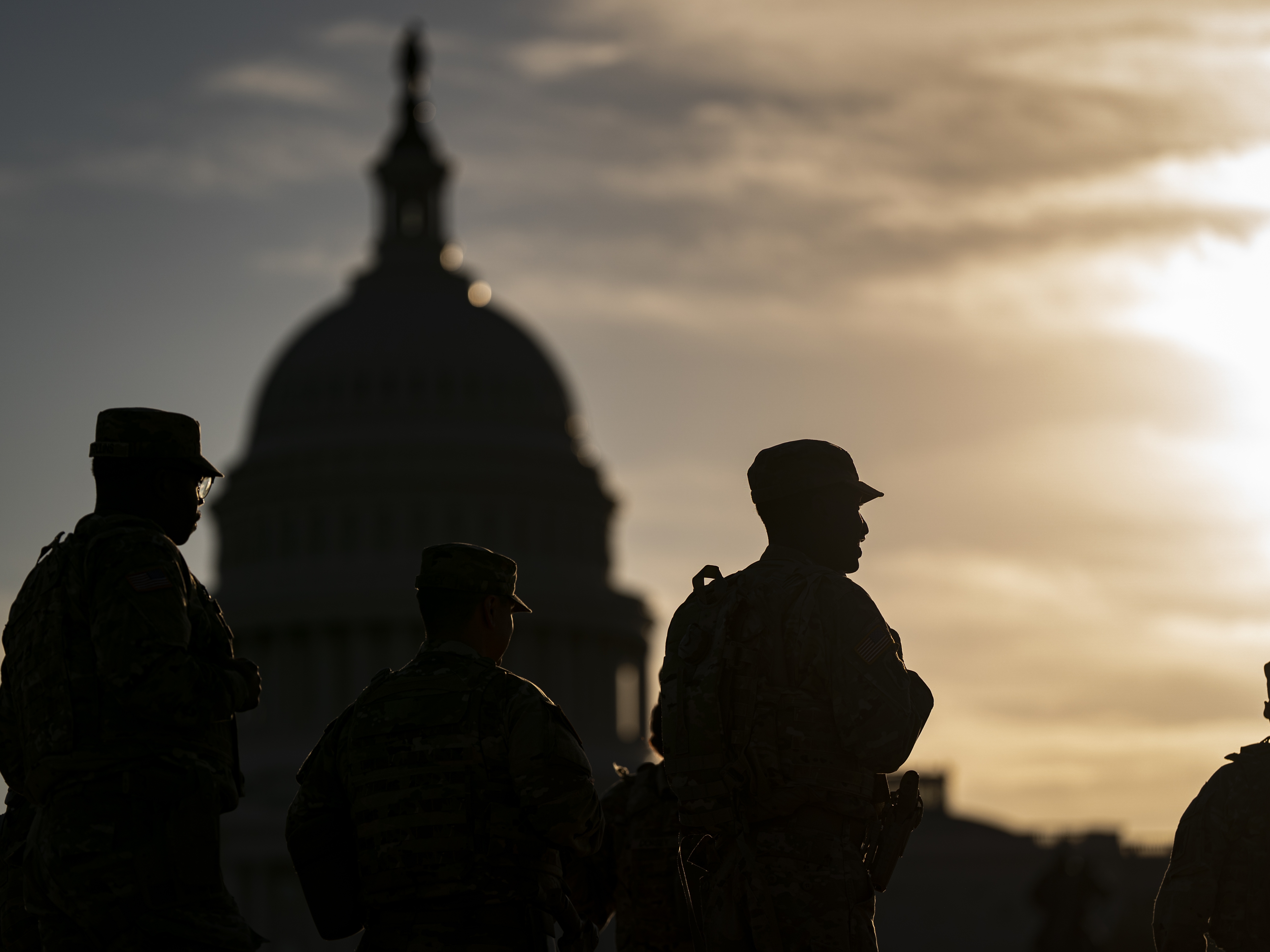 caption: Members of the National Guard patrol near the U.S. Capitol on October 1, 2025 in Washington, DC. As the administration started sending troops into several Democratic-led cities this summer, some members of the Ohio guard began expressing concern in a Signal group chat.