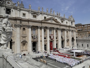 caption: A view of St. Peter's Square during a Pentecost Mass celebrated by Pope Francis Sunday. A day later, the Vatican issued a document denying gender identity is a choice.