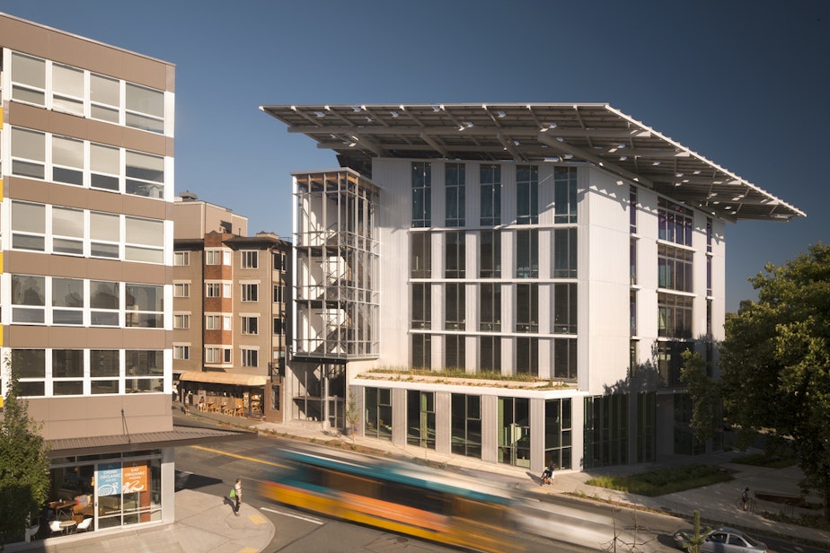 caption: Few big buildings are as eco-friendly as the Bullitt Center in Seattle, which generates its own energy.
