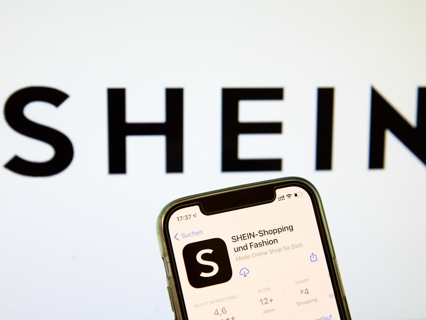 caption: In this photo illustration, a Shein App in the IOS App Store on May 03, 2021 in Bargteheide, Germany.