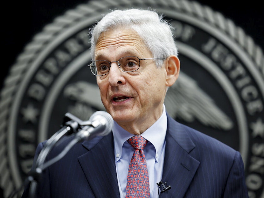 caption: Attorney General Merrick Garland speaks at an event on Tuesday. The Justice Department is suing Idaho, arguing that its new abortion law violates federal law because it does not allow doctors to provide medically necessary treatment, Garland said Tuesday.