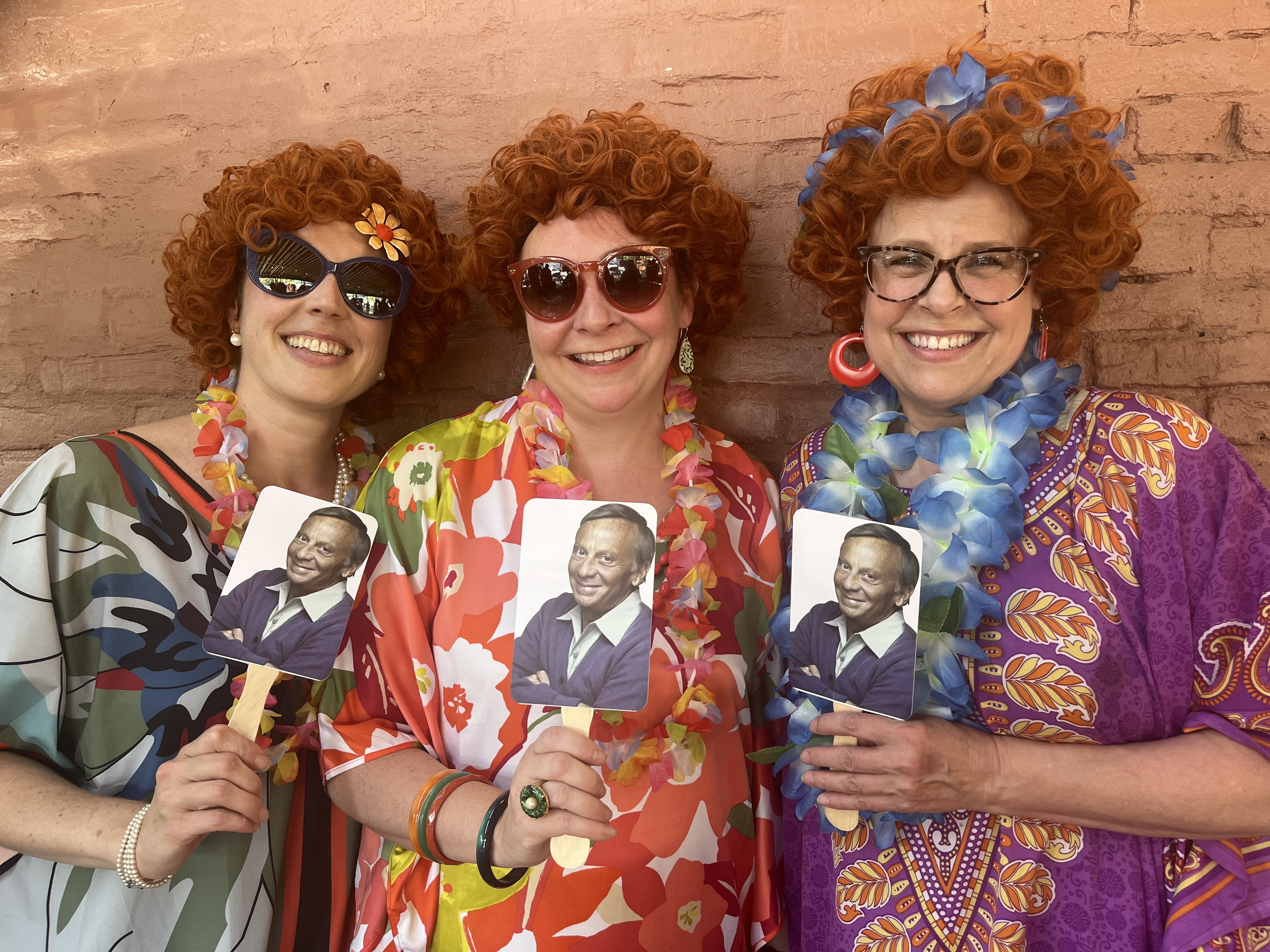 caption: Hundreds of costumed "Helens" are cheerfully invading bars across the country this month in honor of Helen Roper, the character from the 1970s sitcom <em>Three's Company.  </em>Above, three "founding Helens": Jen Lewis, left, Kerri Pepperman and Erin Morrison, at the Mrs. Roper Romp in Ypsilanti, Mich.
