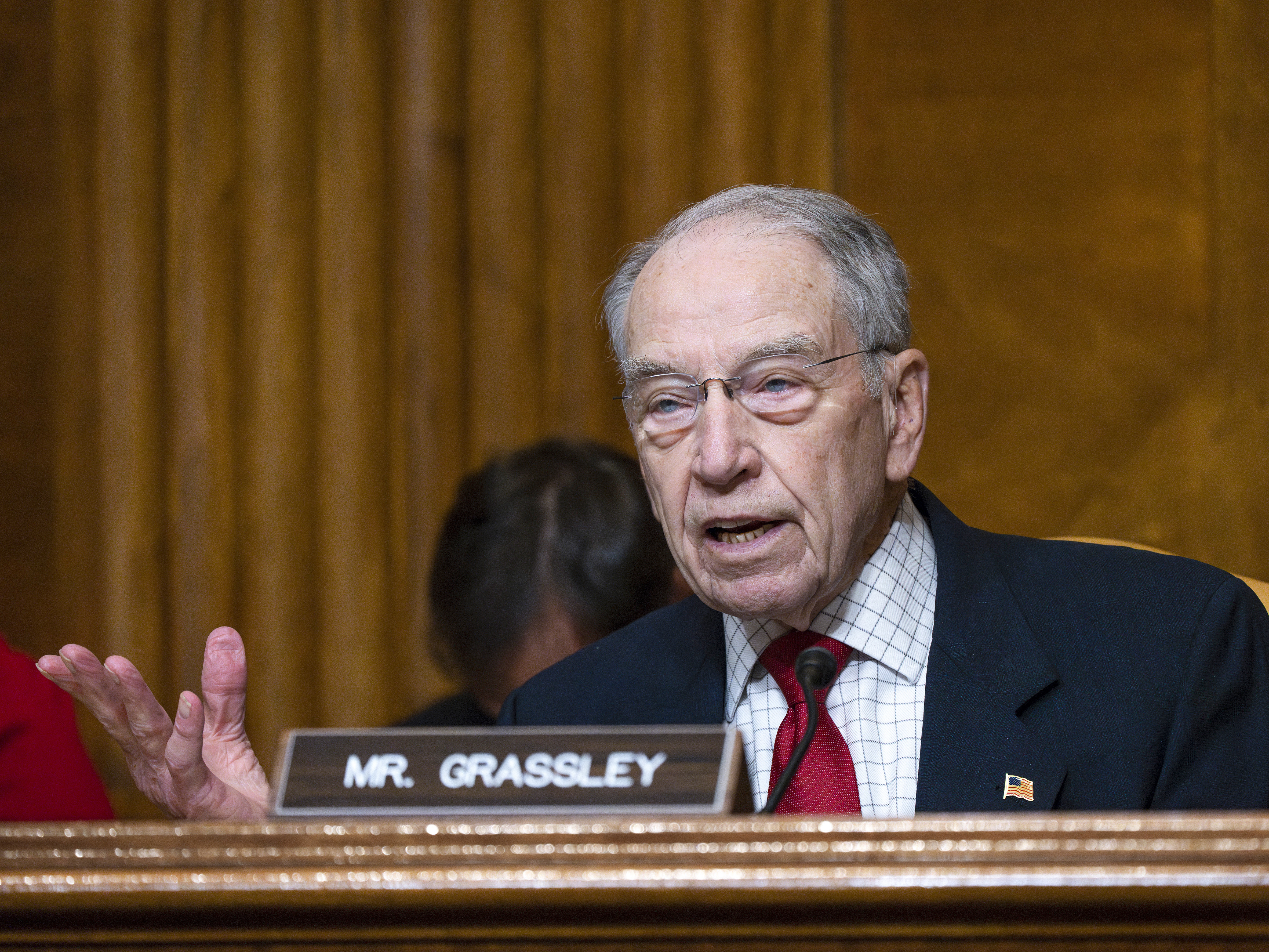 caption: Senate Budget Committee Ranking Member Sen. Chuck Grassley, R-Iowa, is shown speaking at a hearing at the Capitol in Washington, May 4, 2023.