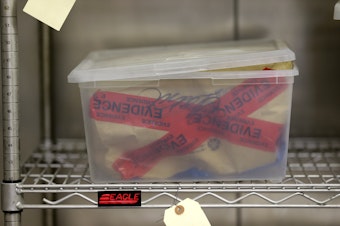 caption: FILE: In this Feb. 27, 2015 photo, evidence is shown in refrigerated storage at Washington State Patrol's crime lab in Seattle. 