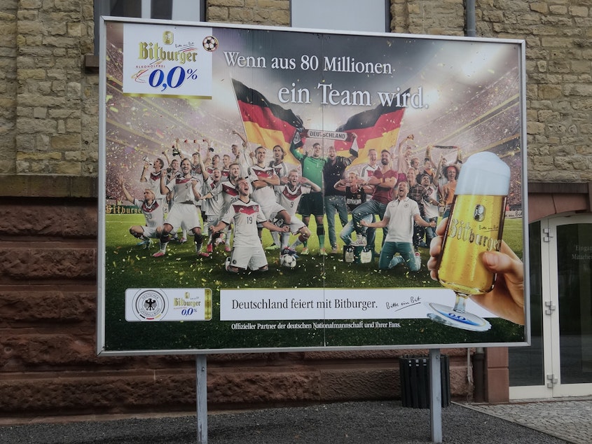 caption: According to Ross Reynolds, currently on a fellowship in Germany, the whole country seems to be in love right now with the World Cup and beer. 