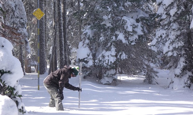 caption: <p>Scientists measure snowpack levels every winter to determine upcoming water supplies.&nbsp;</p>