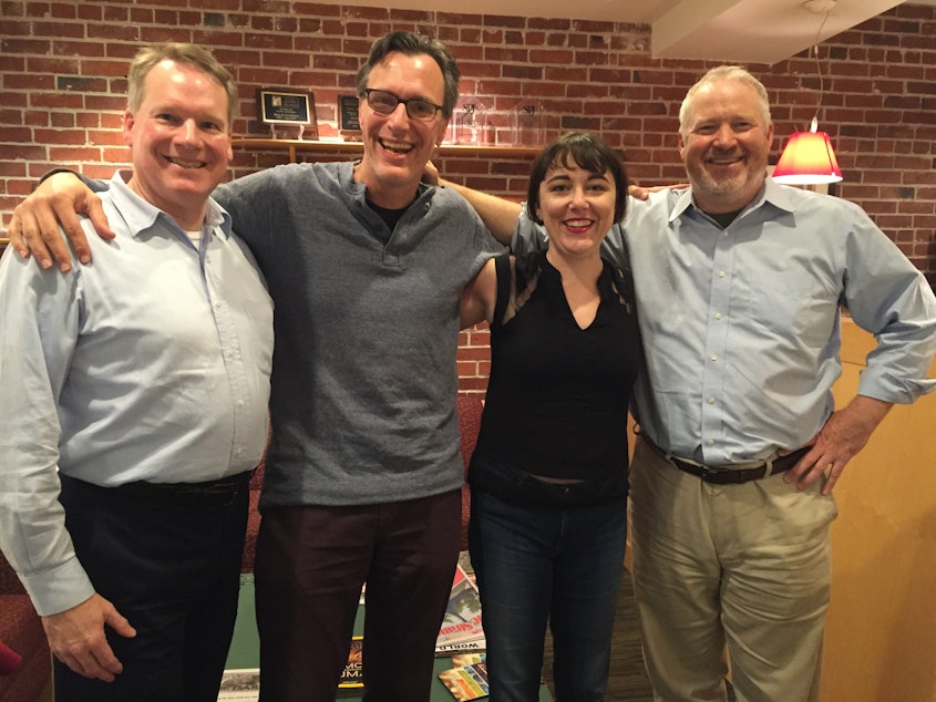 caption: 'Week in Review' panel Paul Guppy, Bill Radke, Erica C. Barnett and Mike McGinn.