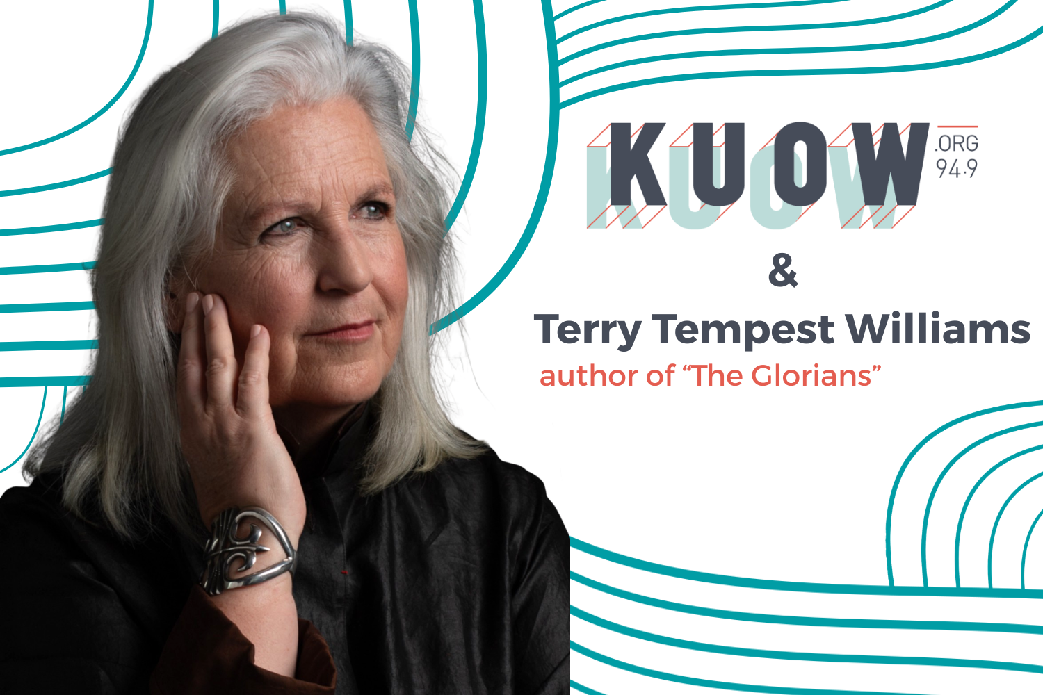 caption: Meet Me Here co-host Katie Campbell recently interviewed author Terry Tempest Williams about her latest work, "The Glorians: Visitations from the Holy Ordinary." Williams will appear at Town Hall Seattle on Thursday, April 9, 2026.