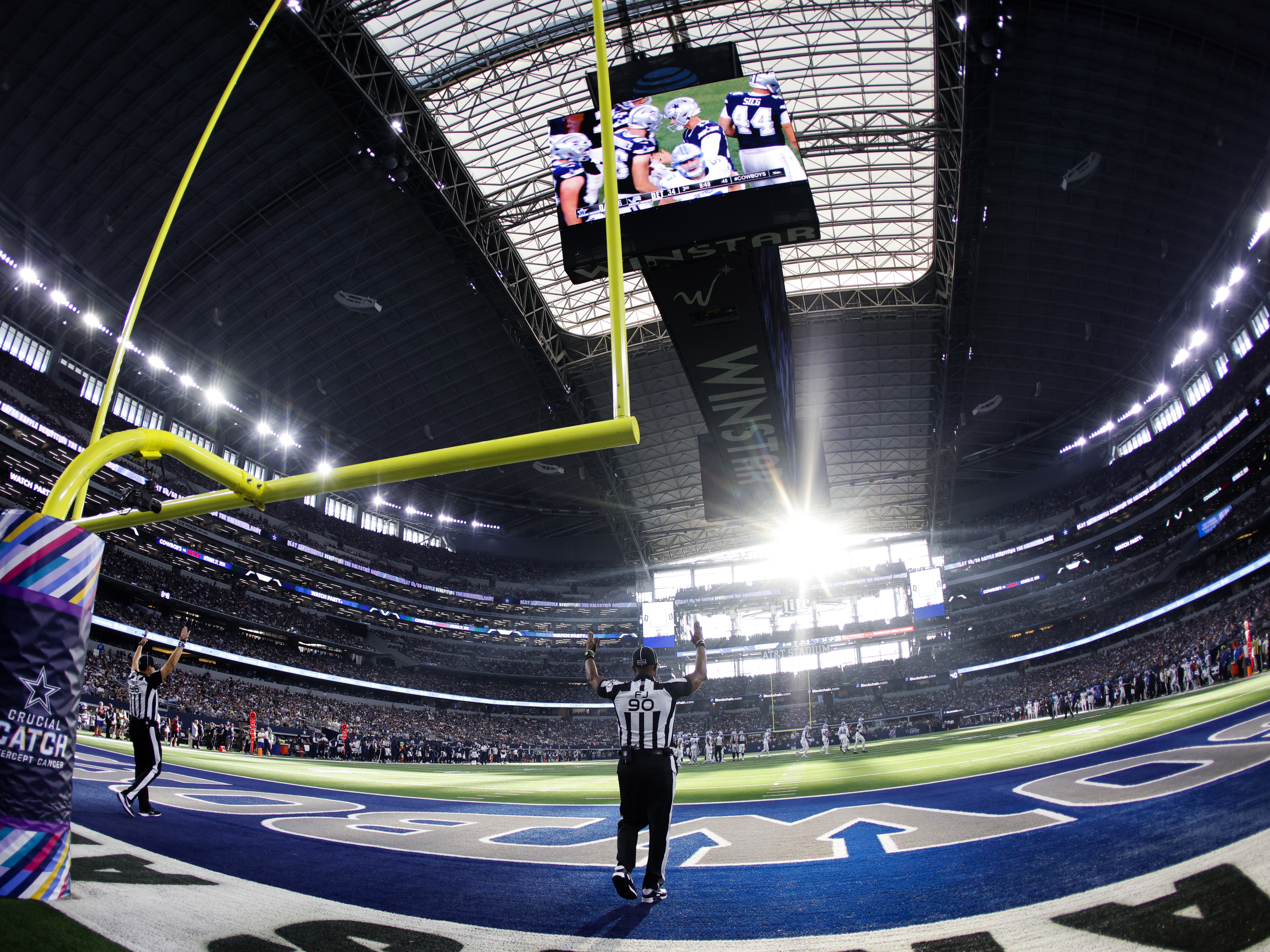 caption: Long field goals, like this 50-yarder by Dallas Cowboys kicker Brandon Aubrey in October, were once rare in the NFL. This season, they're happening at a record pace.
