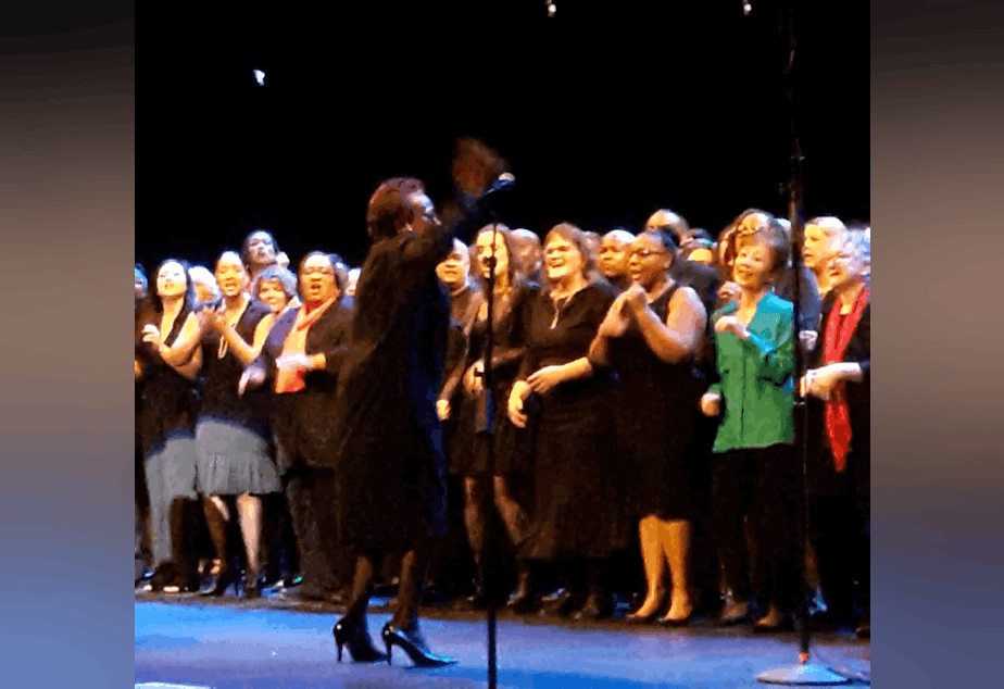 caption: Pat Wright, the founder and leader of Seattle's Total Experience Gospel Choir, is retiring. Here she leads her very last show at The Moore Theatre. 