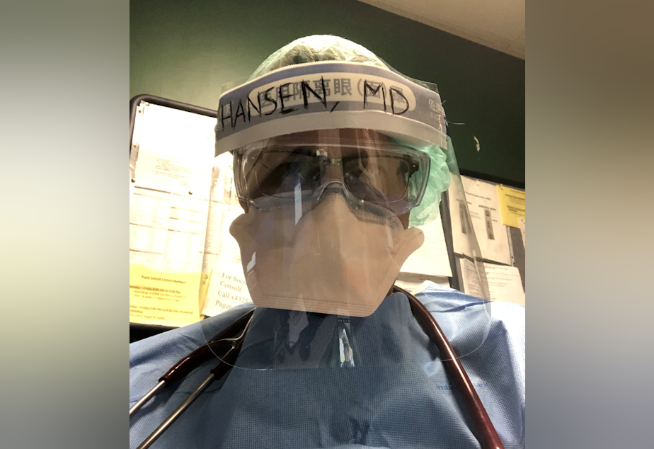 caption: Dr. Luke Hansen of Olympia volunteered to work at Elmhurst Hospital in Queens, New York during the height of the COVID-19 outbreak. Now he's sharing lessons learned with his fellow physicians in Washington.
