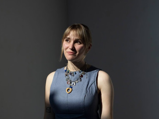 caption: Jo Strogatz, 23, is the grand-prize winner of the NPR College Podcast Challenge. She spoke with NPR at the Salt Institute for Documentary Studies in Portland, Maine, where she produced <em>Just Friends</em>.