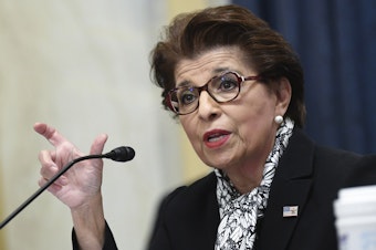 caption: Jovita Carranza, Administrator of the Small Business Administration, testifies during a Senate Small Business and Entrepreneurship hearing June 10, 2020, on Capitol Hill in Washington.