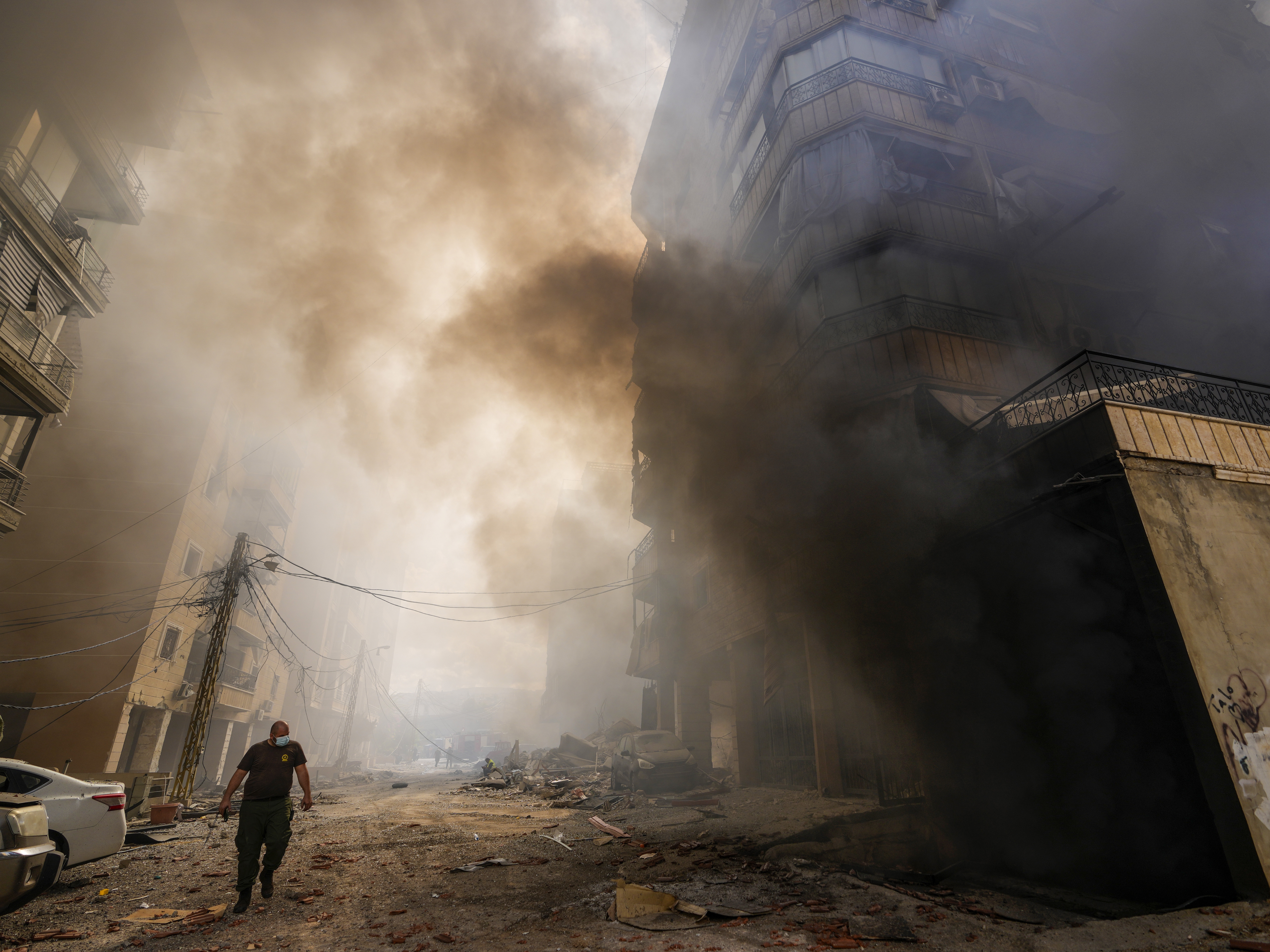 caption: Smoke rises from the site of an Israeli airstrike in Dahiyeh, Beirut, Lebanon, Wednesday.