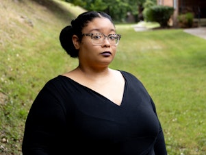 caption: Nicole Blackmon says she is mourning two children, the teenager she lost to gun violence and her stillborn baby. She is suing Tennessee because she says abortion bans interfered with her care.