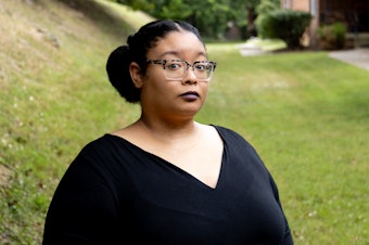 caption: Nicole Blackmon says she is mourning two children, the teenager she lost to gun violence and her stillborn baby. She is suing Tennessee because she says abortion bans interfered with her care.