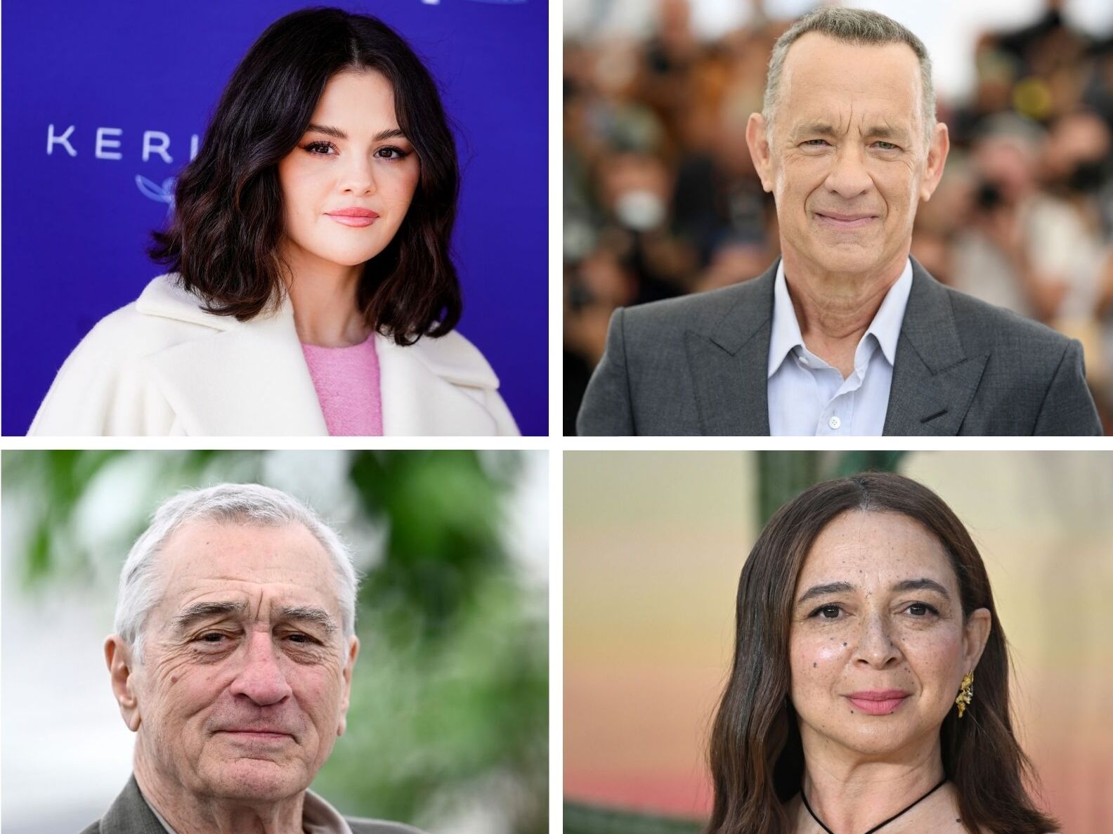 caption: "Our government has resorted to threatening the livelihoods of journalists, talk show hosts, artists, creatives and entertainers," reads an open letter organized by the ACLU after ABC suspended Jimmy Kimmel's late-night show under pressure from the FCC. Among the 400 signers are, clockwise from top left, Pedro Pascal, Selena Gomez, Tom Hanks, Maya Rudolph, Robert De Niro and Olivia Rodrigo.