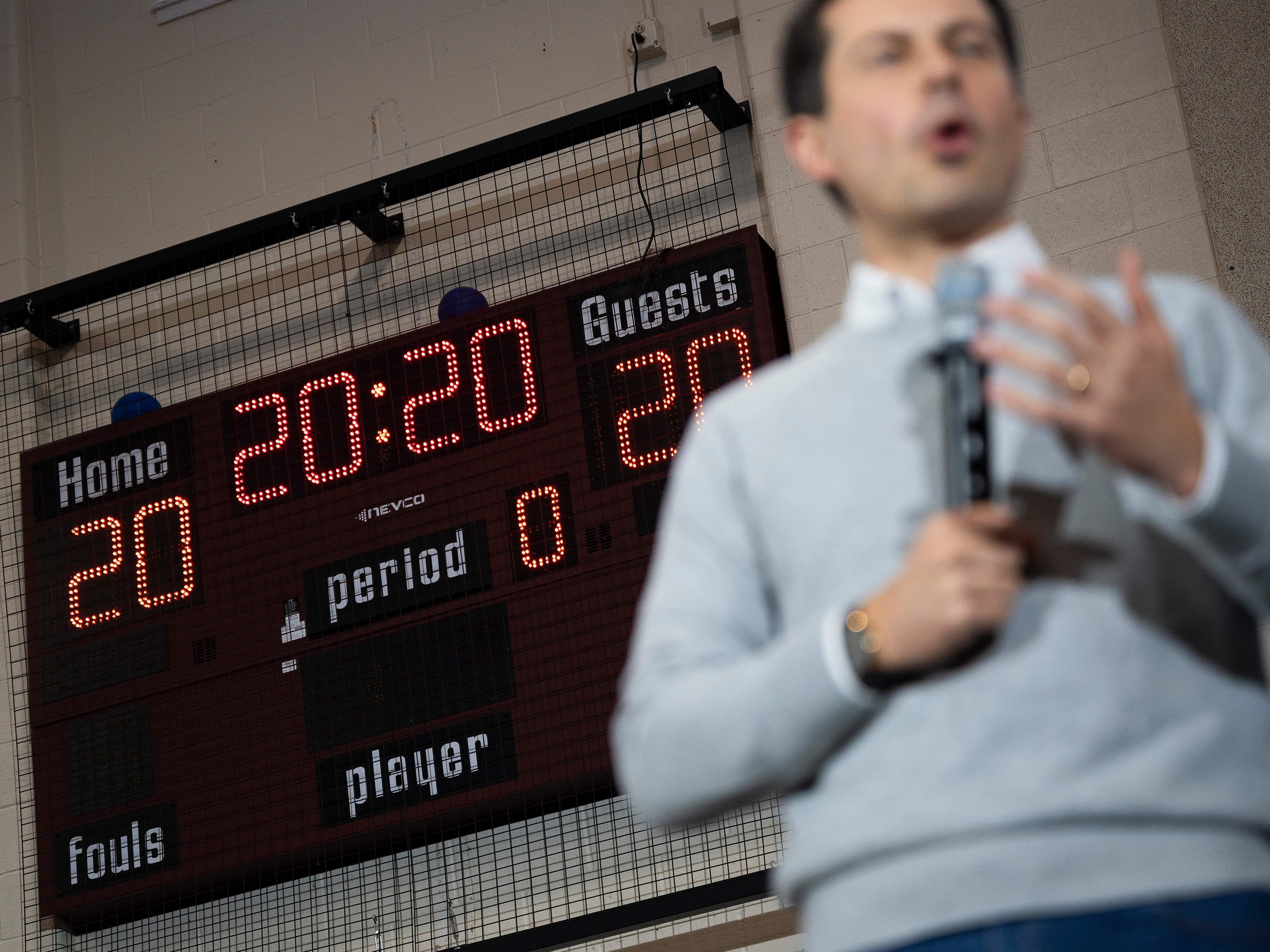 caption: Attacks on Pete Buttigieg may come into focus at this week's debate, as he has taken the top spot in an Iowa poll for the first time.