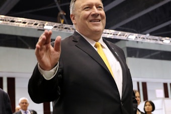 caption: Secretary of State Mike Pompeo, in Bangkok on Friday, said the U.S. withdrawal from the Intermediate-Range Nuclear Forces Treaty is now in effect. "Russia is solely responsible for the treaty's demise," he said.