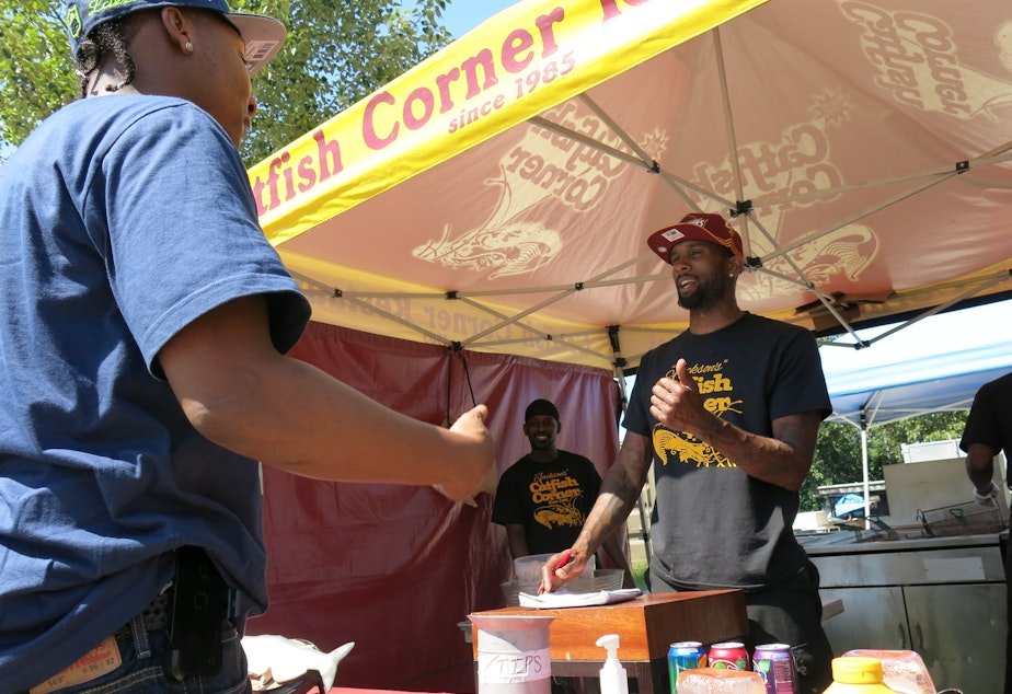 caption: Terrell Jackson reopened his family's Catfish Corner restaurant in Rainier Beach, closer to old customers.