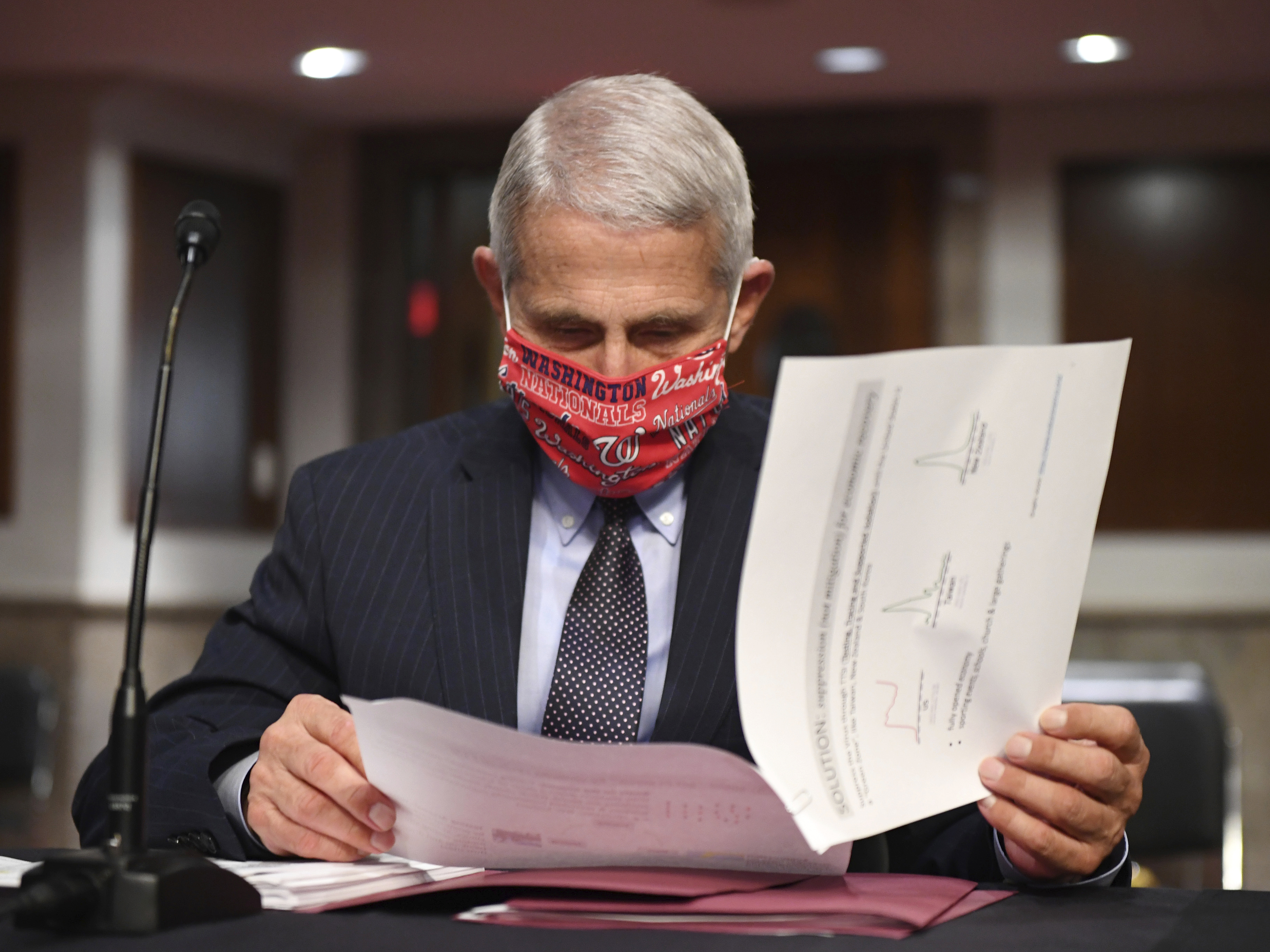 caption: Dr. Anthony Fauci, director of the National Institute for Allergy and Infectious Diseases, prepares to testify before a Senate panel in June. Coronavirus cases could be on the rise in the Midwest, Fauci said Tuesday.