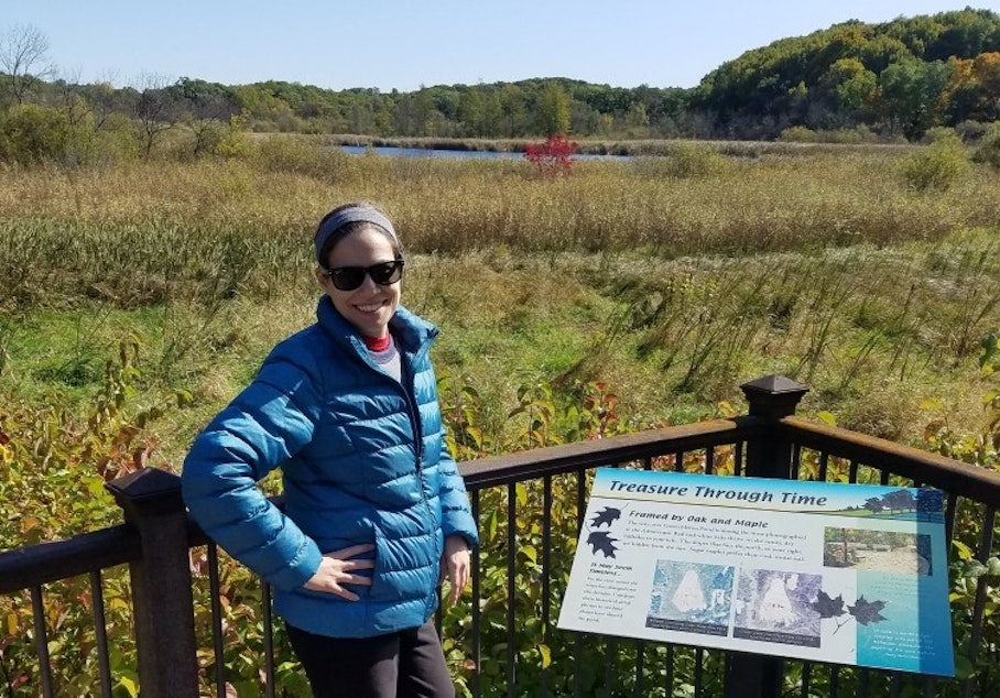 caption: Anne Schechinger, here at a pond at the Minnesota Landscape Arboretum, says there are many forms of toxic algae that aren’t that well understood yet.