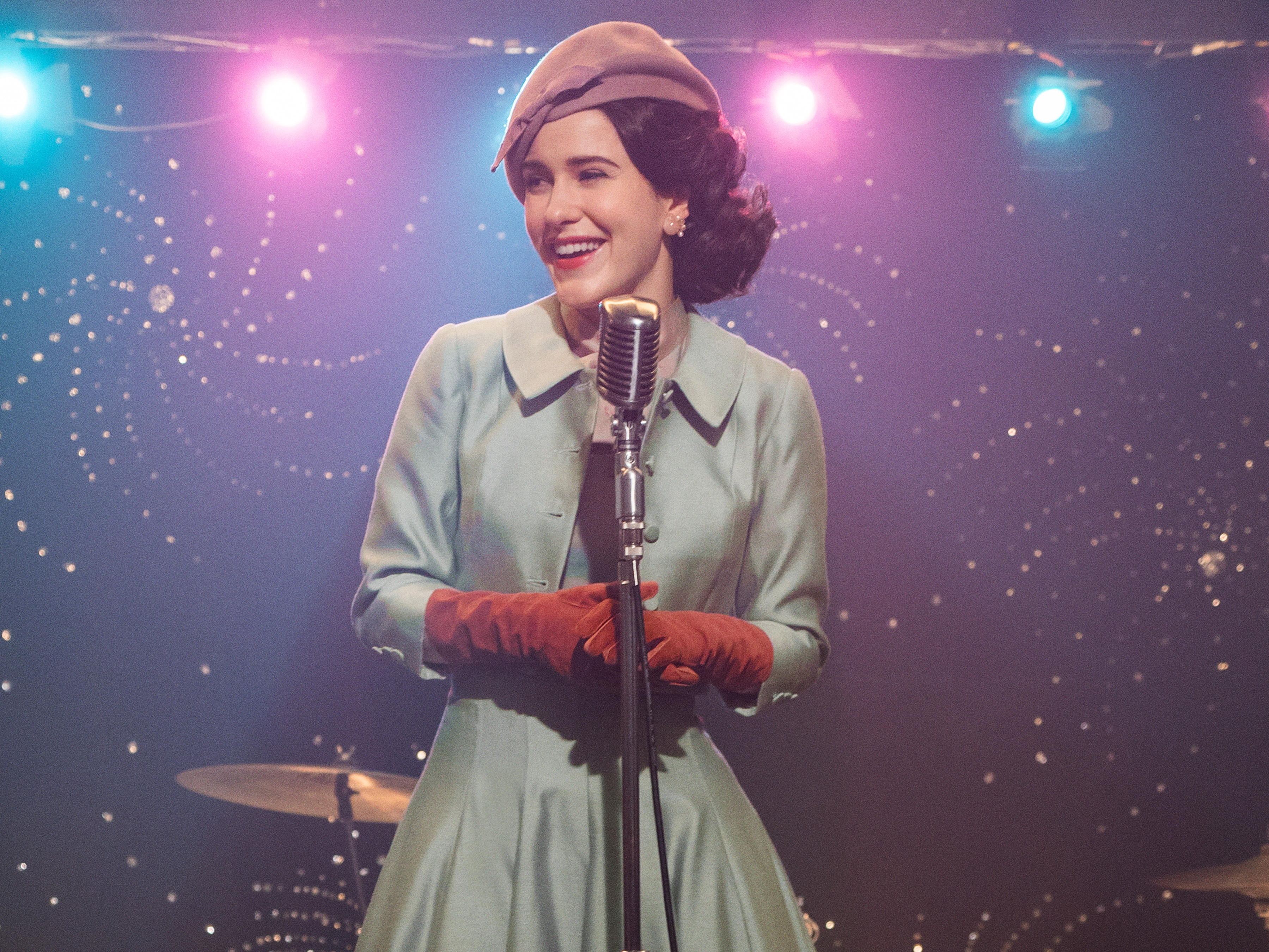 caption: Rachel Brosnahan has received raves for her performance in <em>The Marvelous Mrs. Maisel</em>,<em> </em>but comedian Sarah Silverman says it's part of a trend of non-Jews playing emphatically Jewish characters.