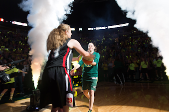 caption: Could the Seattle Sonics once again join the Seattle Storm at Key Arena in Seattle Center?