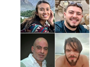 caption: The rescued hostages were identified as Noa Argamani, 26 (upper left); Almog Meir Jan, 22 (upper right); Shlomi Ziv, 41 (bottom left); and Andrey Kozlov, 27 (bottom right).