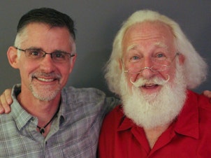 caption: Adam Roseman, 52, and Rick Rosenthal, 66, pose after their StoryCorps interview in Atlanta.
